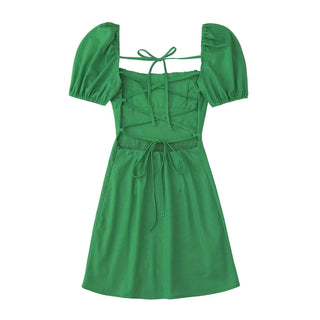 Sezra Linen Backless Mini Dress