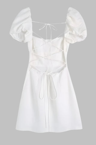 Sezra Linen Backless Mini Dress